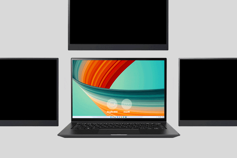 The animation shows the monitor is easily expanded with a single click.