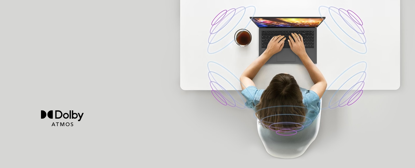 It shows that the sound from the gram speakers surrounds the space around the gram.