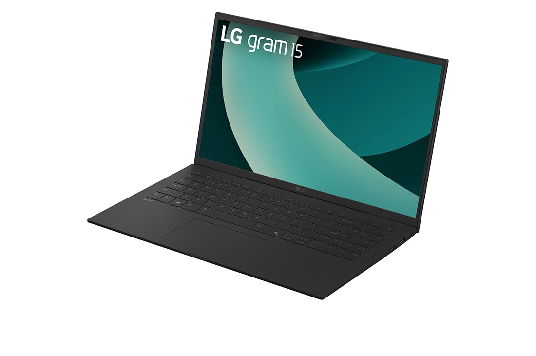 LG gram 15” |  Lightweight Intel® Core™ Ultra Processor Laptop | Windows 11 Pro, gram Hybrid AI, Copilot, LG gram Link, FHD Anti-glare IPS display, -30 degree side view and cover open, 15Z90T, thumbnail 3