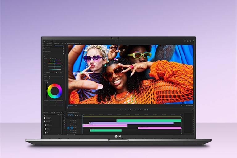 The image features a laptop with vibrant content displayed on its screen, emphasizing vivid colors and detailed visuals. The text at the top reads: "IPS premium display," highlighting the high-quality screen technology.