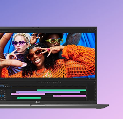 The image features a laptop with vibrant content displayed on its screen, emphasizing vivid colors and detailed visuals. The text at the top reads: "IPS premium display," highlighting the high-quality screen technology.