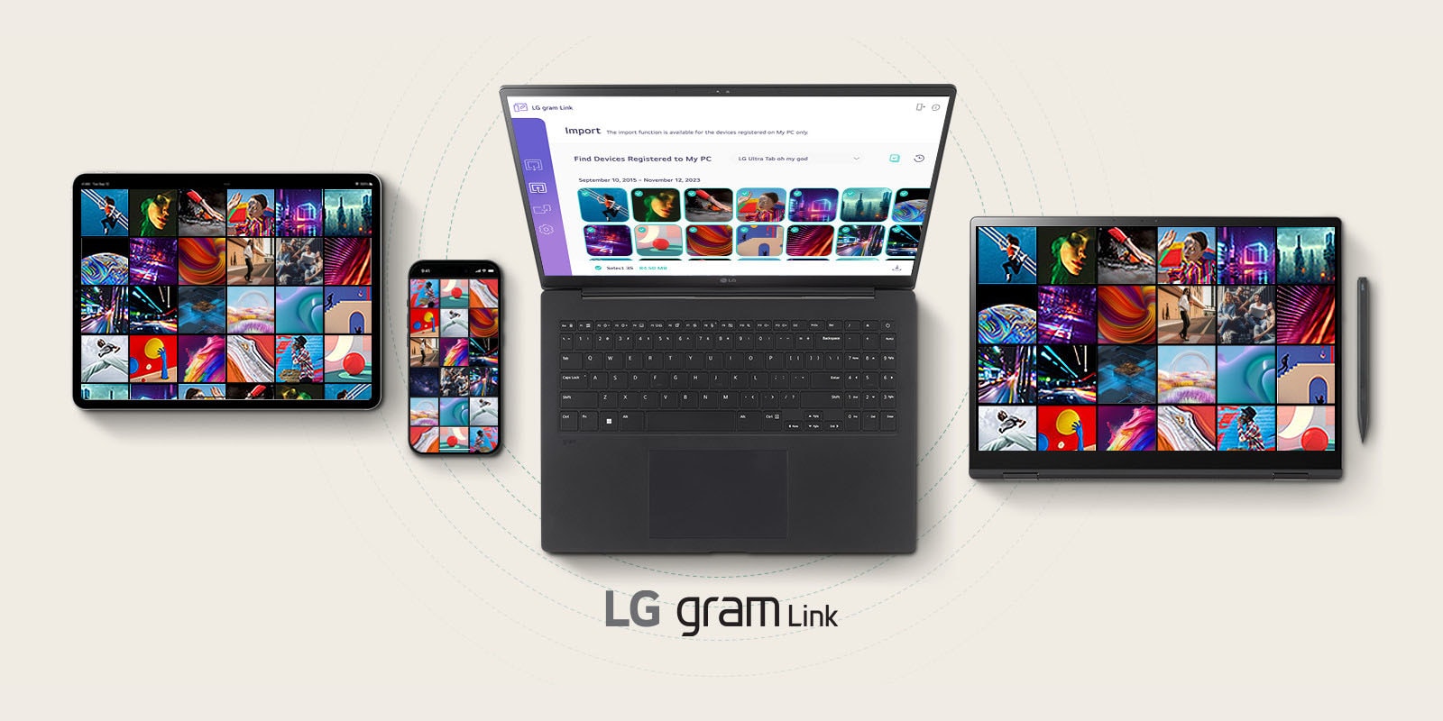 LG gram Pro supports pro grade performance. gram Link-connect with various devices-iOS-Android.	