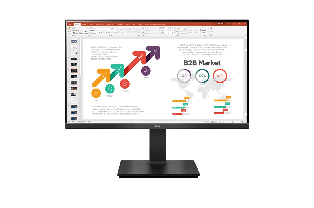 LG 23.8-inch Full HD (1920x1080) IPS Monitor, front view, 24BP450S