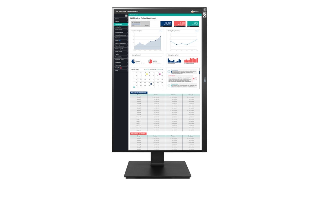 LG 24-inch 16:10 WUXGA (1920x1200) IPS Monitor, front view of the screen pivoting +90 degrees, 24BQ55WY, thumbnail 10