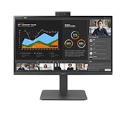 LG 23.8-inch Full HD (1920x1080) IPS Monitor with Built-in Webcam & Mic, front view with push-pull Full HD webcam, 24BR750C, thumbnail 1
