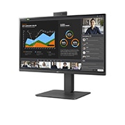 LG 23.8-inch Full HD (1920x1080) IPS Monitor with Built-in Webcam & Mic, -15 degree side view with push-pull Full HD webcam, 24BR750C, thumbnail 3