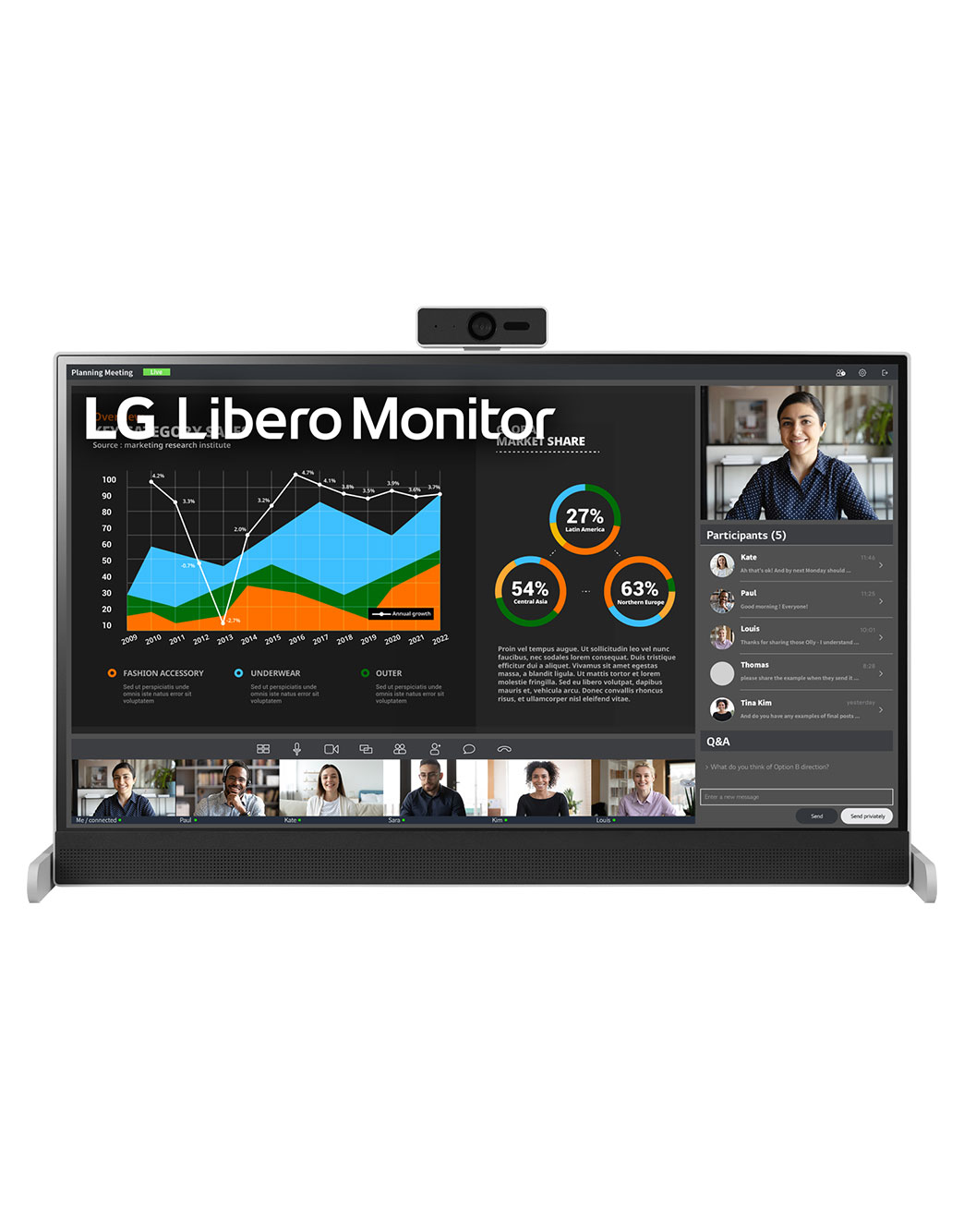 LG Libero Monitor 27BQ70QC-S PCモニター 27-inch QHD Libero Monitor with Detachable Full HD Webcam