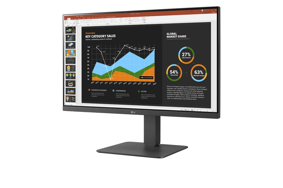 LG 27-inch Full HD (1920x1080) IPS Monitor with Built-in Webcam & Mic, -15 degree side view, 27BR750C, thumbnail 4