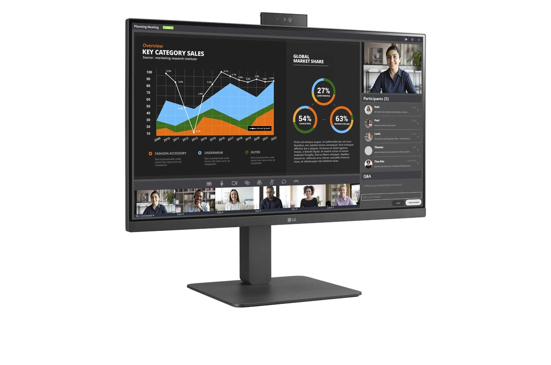 LG Moniteur IPS Full HD (1920 x 1080) de 23,8 pouces avec webcam Full HD  intégrée