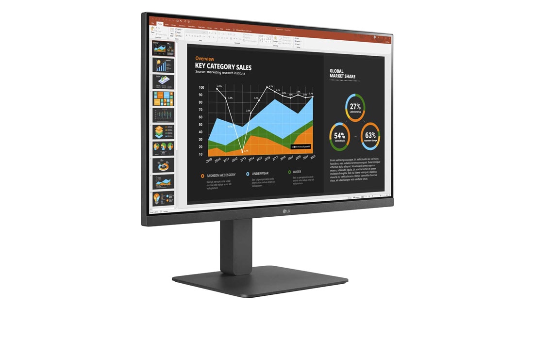 LG 27-inch Full HD (1920x1080) IPS Monitor with Built-in Webcam & Mic, +30 degree side view, 27BR750C, thumbnail 7