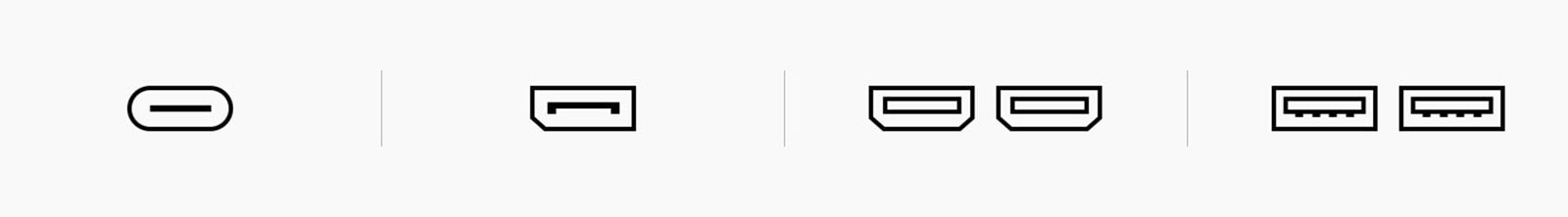 USB Type-C™, DisplayPort, HDMI, and USB (Downstream3.0) port pictogram image.