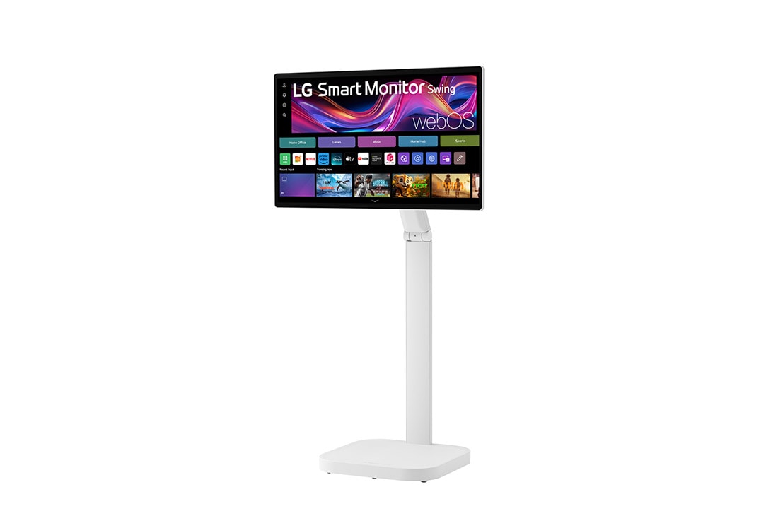 LG 31.5-inch 4K UHD IPS Smart Monitor Swing with Touchscreen, Rolling Stand, -15 degree side view, 32U889SA, thumbnail 5