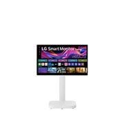 LG 31.5-inch 4K UHD IPS Smart Monitor Swing with Touchscreen, Rolling Stand, Front view with monitor height adjusted downward, 32U889SA, thumbnail 4