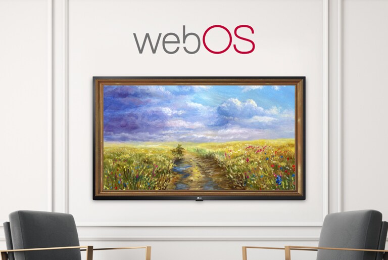 A TV is screening an art piece with Gallery Mode based on webOS 5.0.
