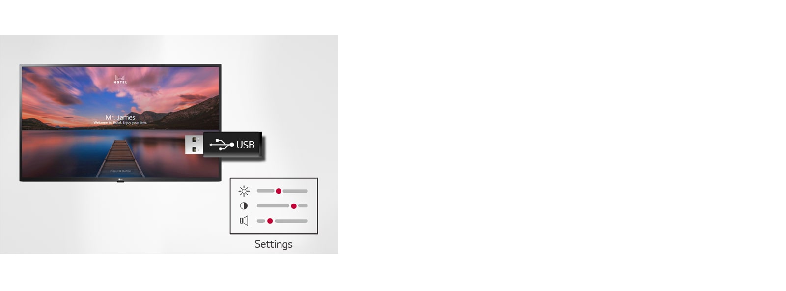 Setting data of the display can be stored on USB and transmitted to other displays.