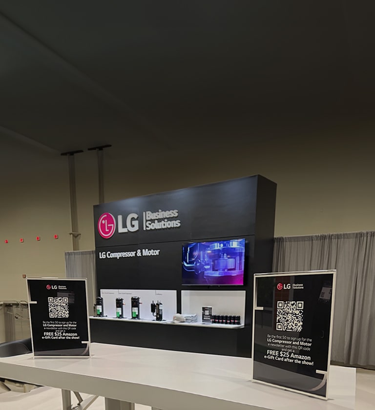 An image of the LG booth at the 2022 Carrier and Bryant Convention.