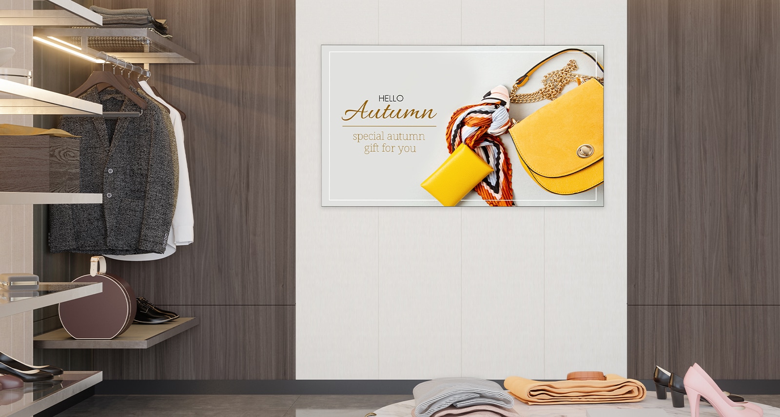 A display promoting a new product is installed in the store's window.