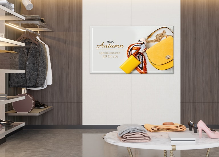 A display promoting a new product is installed in the store's window.