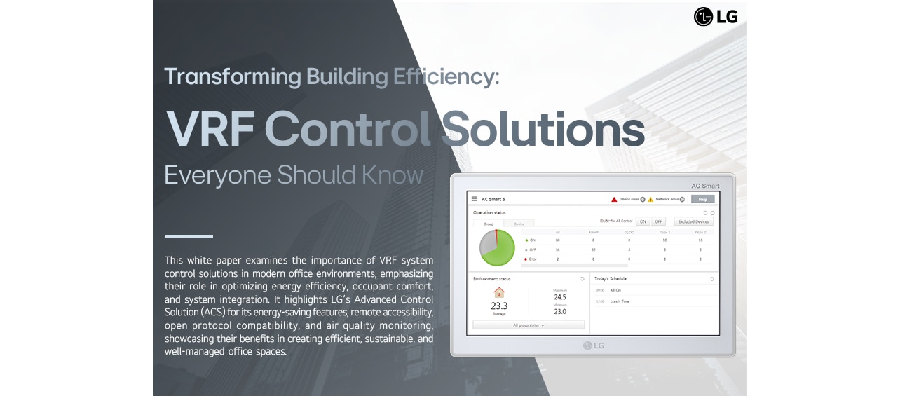 LG VRF Control Solutions, energy efficiency, modern offices, advanced control systems, remote accessibility.