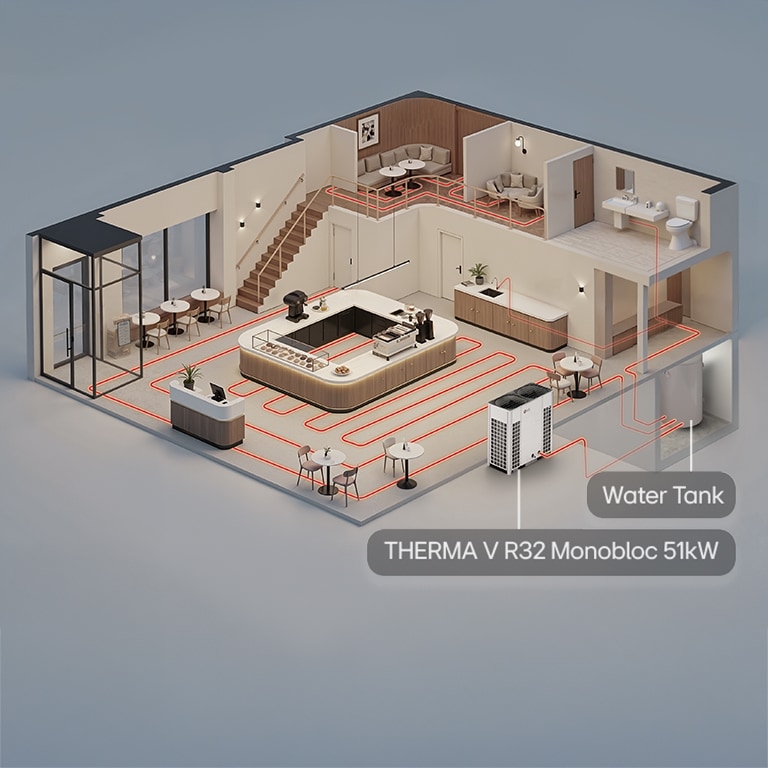 Structural diagram of LG R32 Monobloc 51kW unit is displayed.