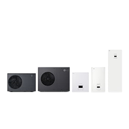 On display are outdoor and indoor units of LG R290 Monobloc.