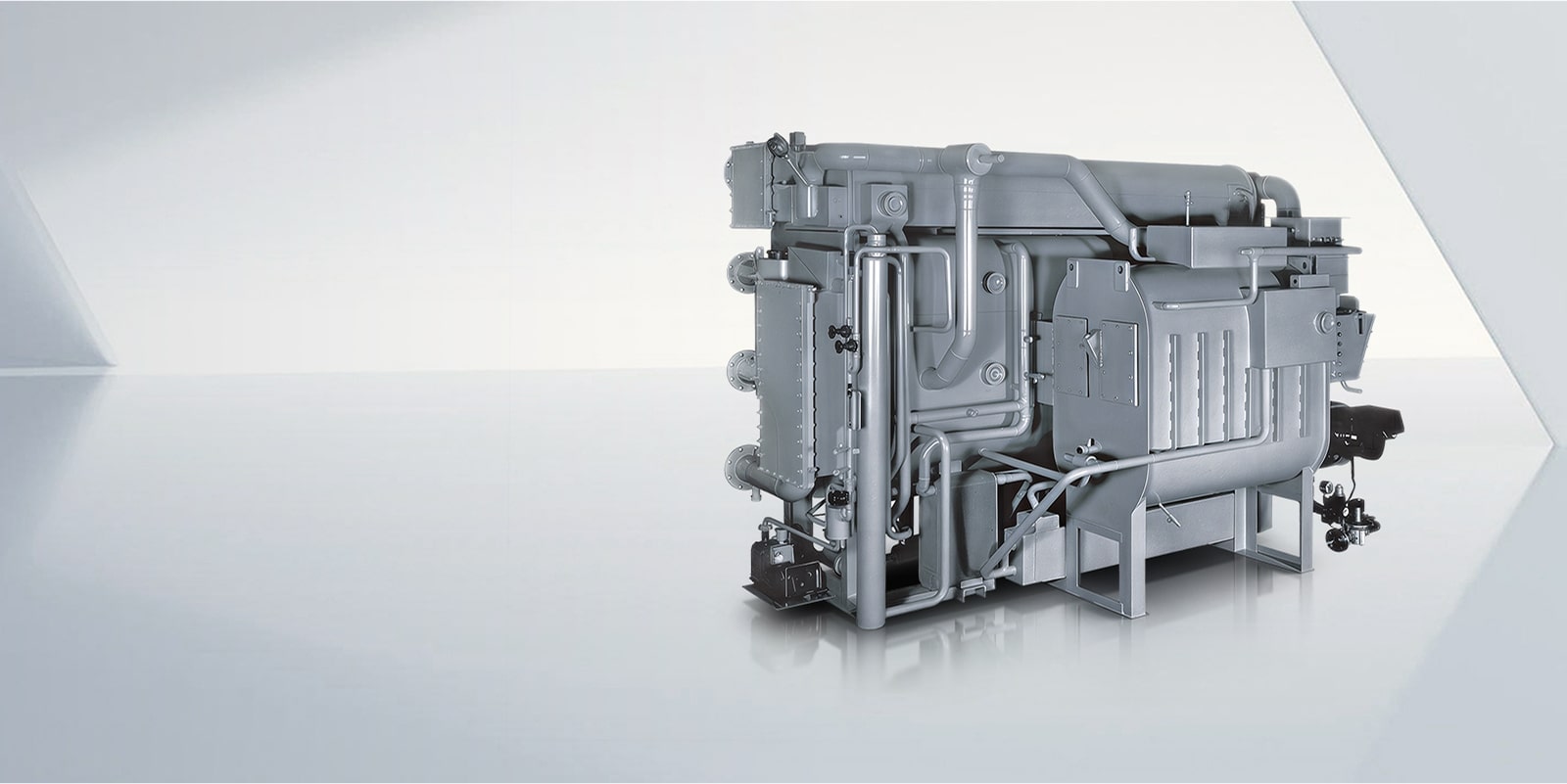 LG Absorption Chiller Direct Fired Type placed in a light gray virtual space.