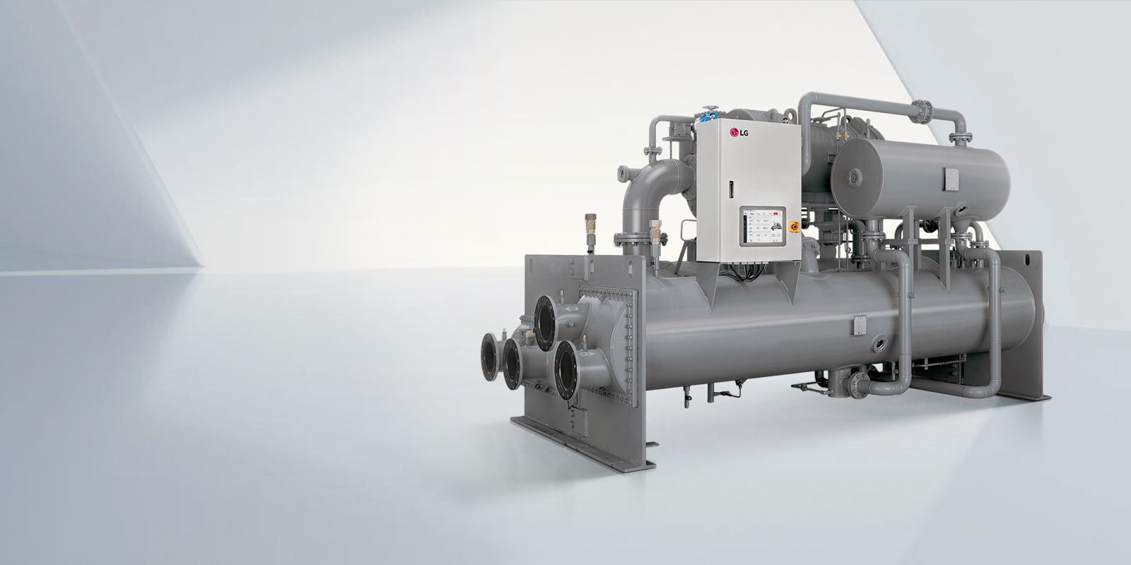 LG Centrifugal Chiller placed in a light gray virtual space.