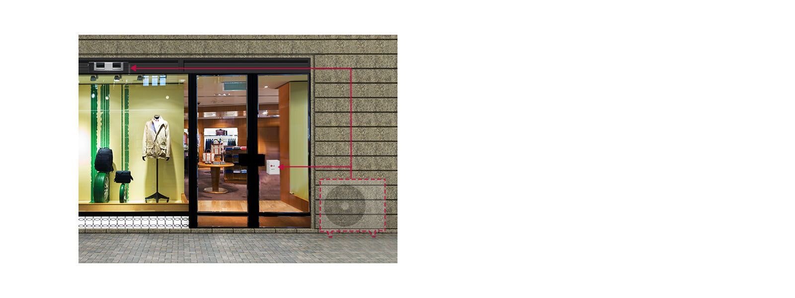 LG Multi V M modules installed on the ceiling and inside a clothing store.