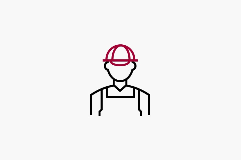 There is an installer icon who wears a red helmet.