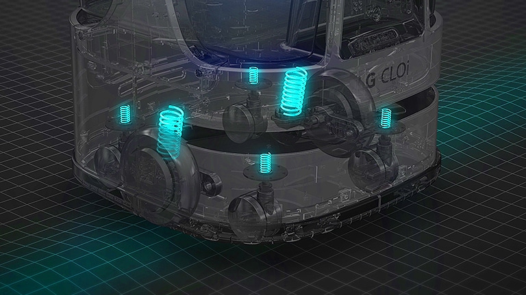 Stable beverage transport thanks to independent suspension on all six wheels.