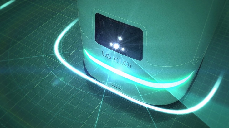 An image of the LG CLOi scanning its surroundings using the LiDAR sensor.	