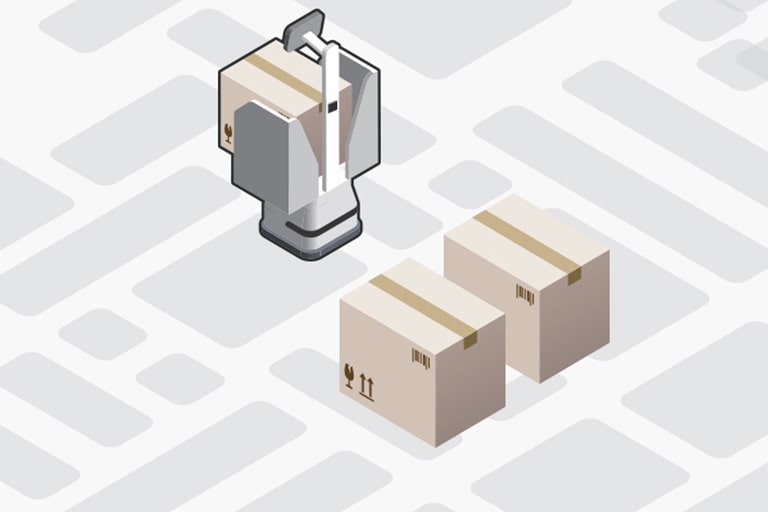 The animation shows the CarryBot safely avoiding obstacles.	