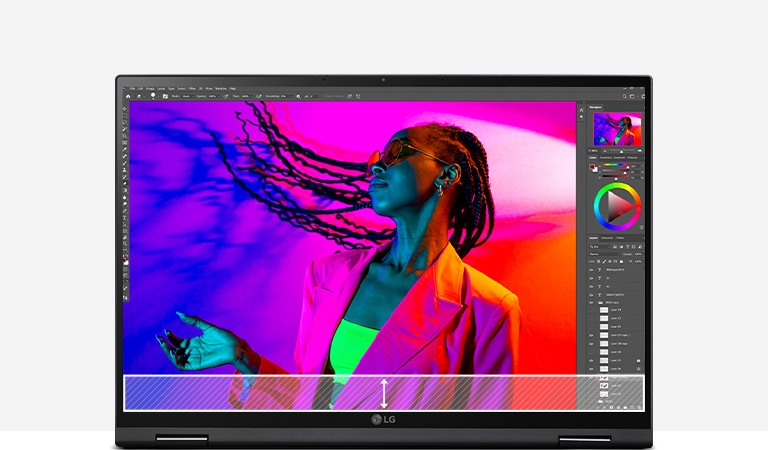 It shows that larger bottom side of 16:10 aspect ratio display to express that users can see more contents.