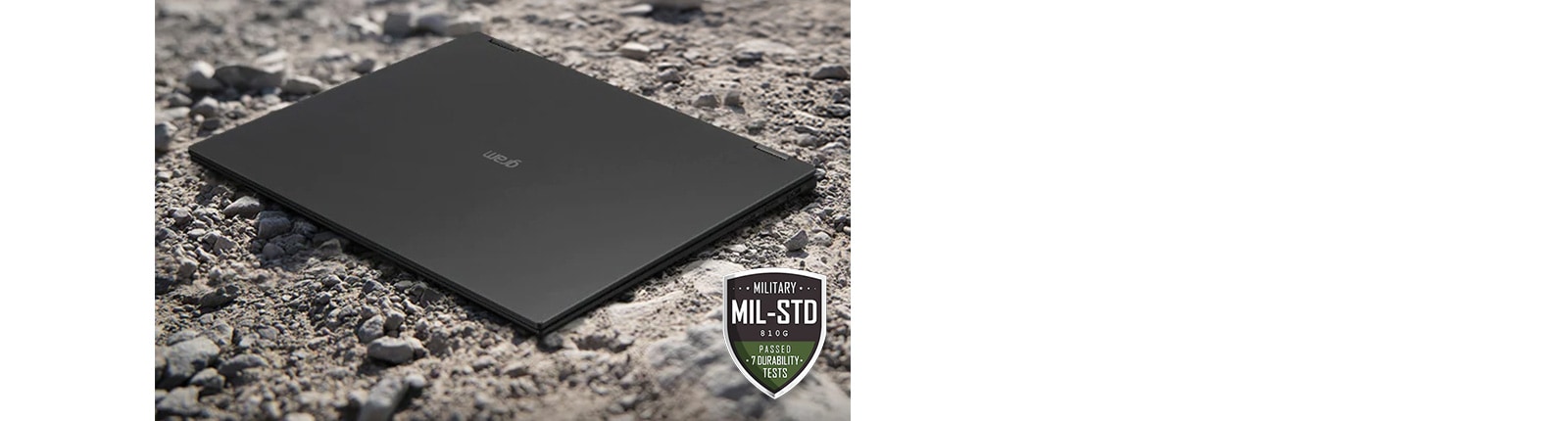 It shows a gram on the ground with sand and stones.