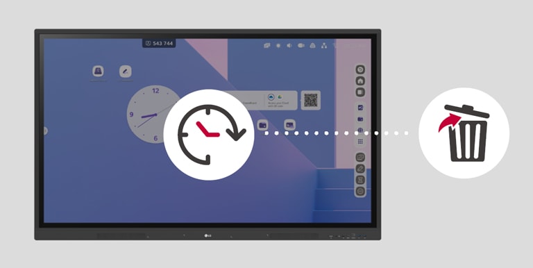 O LG CreateBoard pode ser configurado para excluir arquivos automaticamente após um período específico de tempo.
