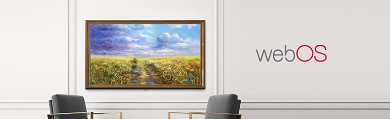 A TV is screening an art piece with Gallery Mode based on webOS.