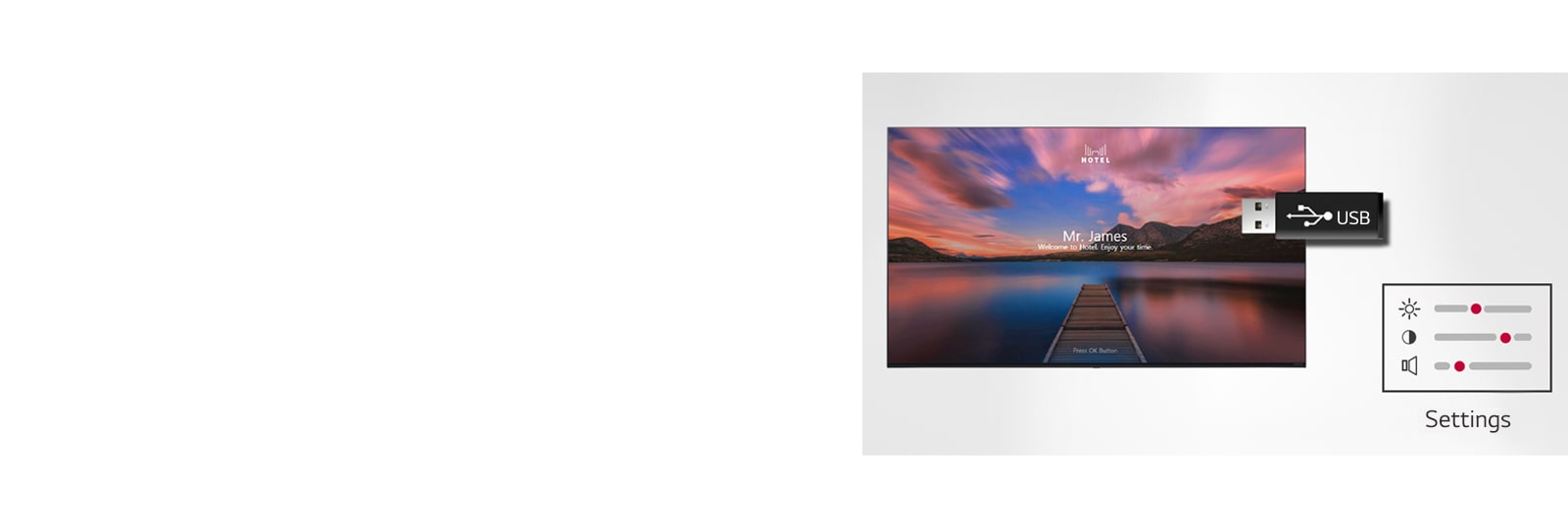 The USB with a copy of another TV's setting is helping to set up a new TV.