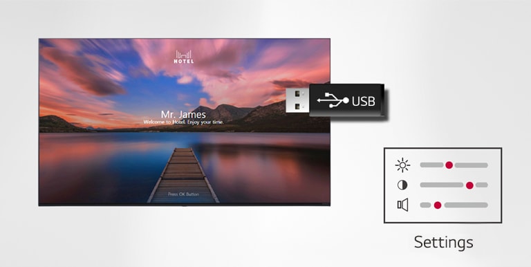The USB with a copy of another TV's setting is helping to set up a new TV.