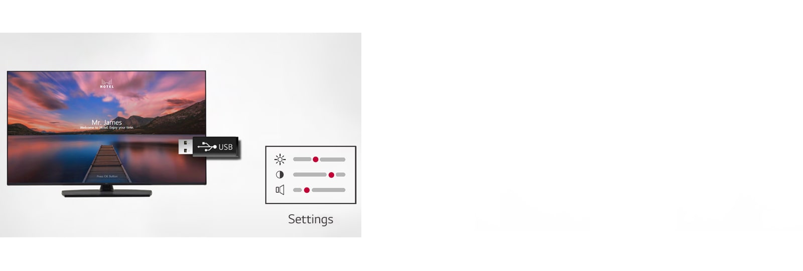 The USB with a copy of another TV's setting is helping to set up a new TV.