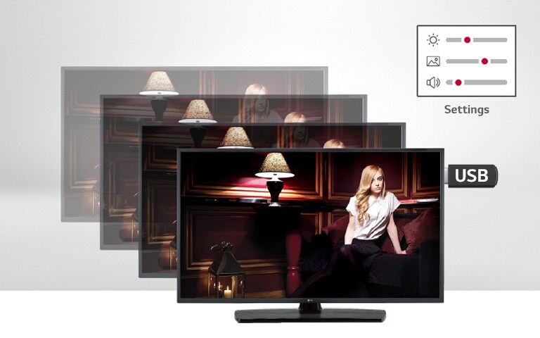 Setting data of the display can be stored on USB and transmitted to other displays.