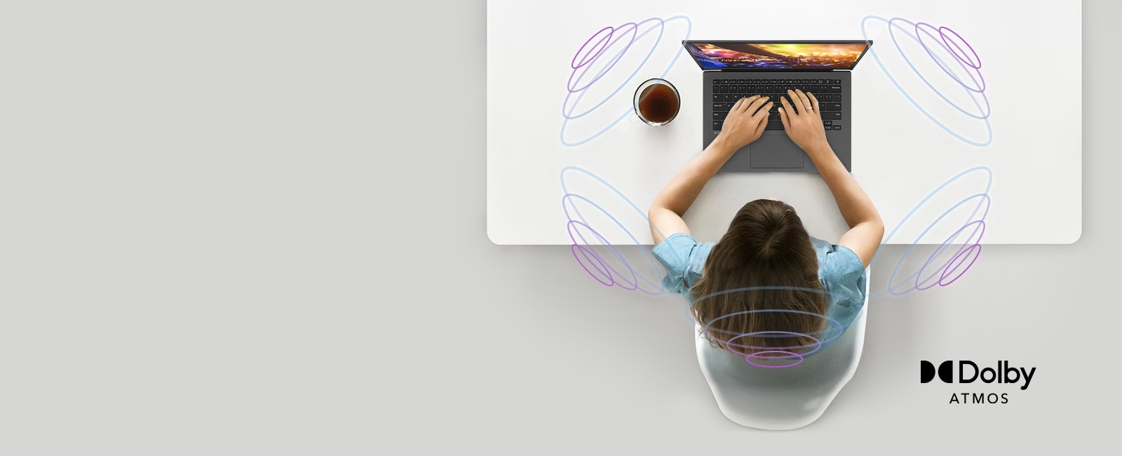 It shows that the sound from the gram speakers surrounds the space around the gram.