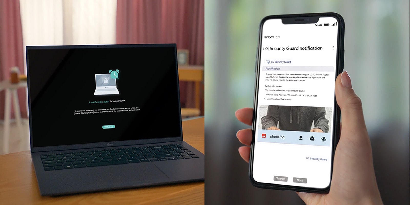 It show that the security guard works when user leaves the gram and it sends an alert to its user.