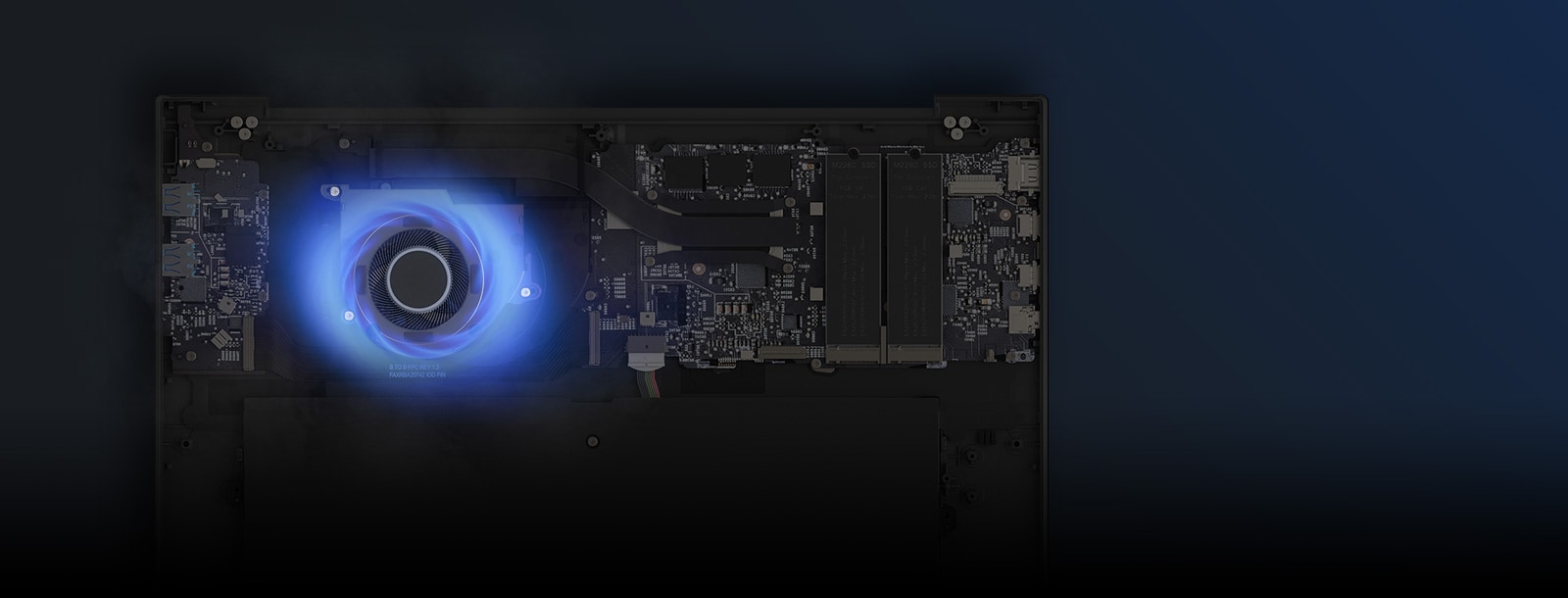 The animation shows the cooling fan is running.
