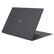 LG gram 16” | Ultra-lightweight | 16:10 Anti-glare IPS display | Intel® Core™ Ultra 7 Processor, -30 degree rear view and cover half open, 16Z90S, thumbnail 5