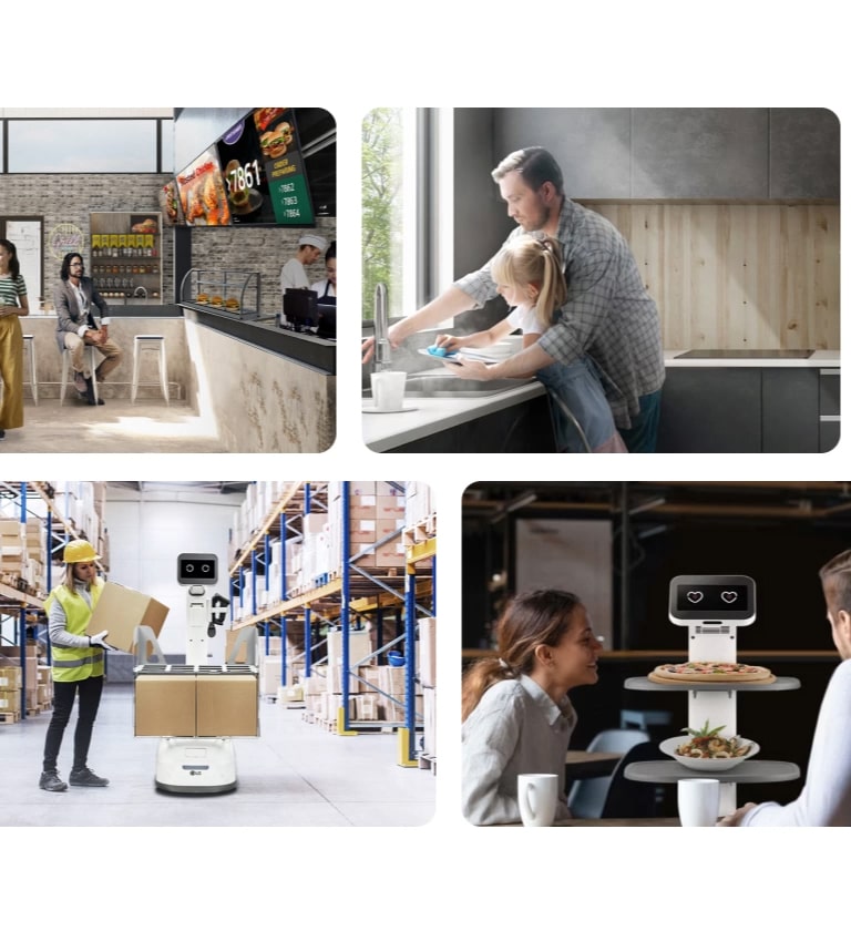 LG CLOi provides delivery and guidance services in various places such as hospitals and restaurants. LG HVAC products provide clean and refreshing air in a variety of places, including homes and hotels. LG Information Display's signage products are providing various information to customers conveniently, and the monitor and PC products of the LG Information Technology are enhancing customers' productivity and convenience.