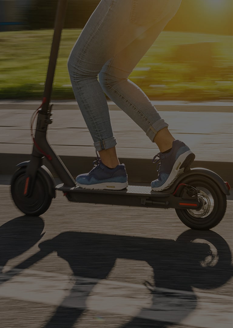 It's an image of him riding an electric kickboard.