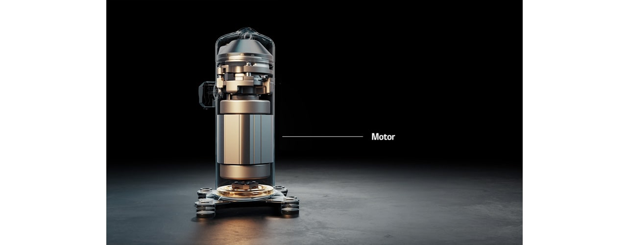 An image of a motor inside a scroll compressor