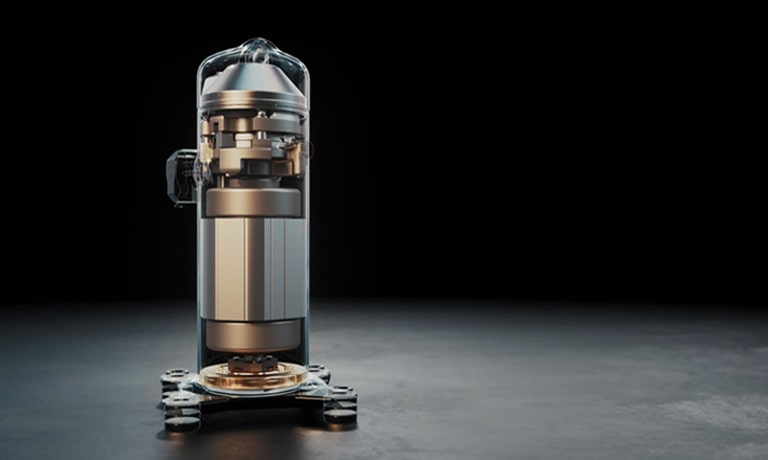 An image of a transparent scroll compressor 