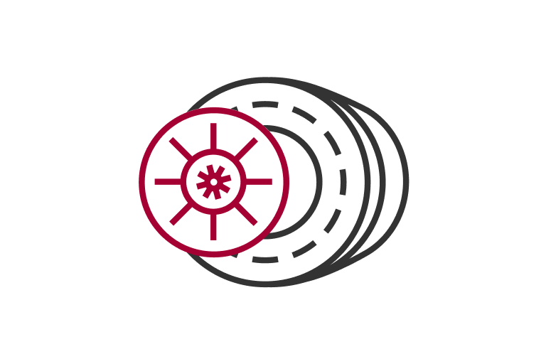 Overlapping discs icon with a star in the center