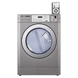 LG giant dryer, a silver front-load washing machine.